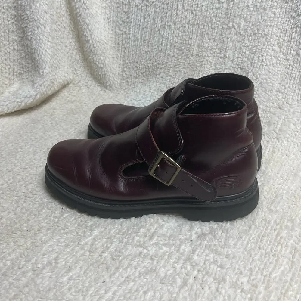 Skechers Men's Dark Burgundy Leather ankle Boots SZ11